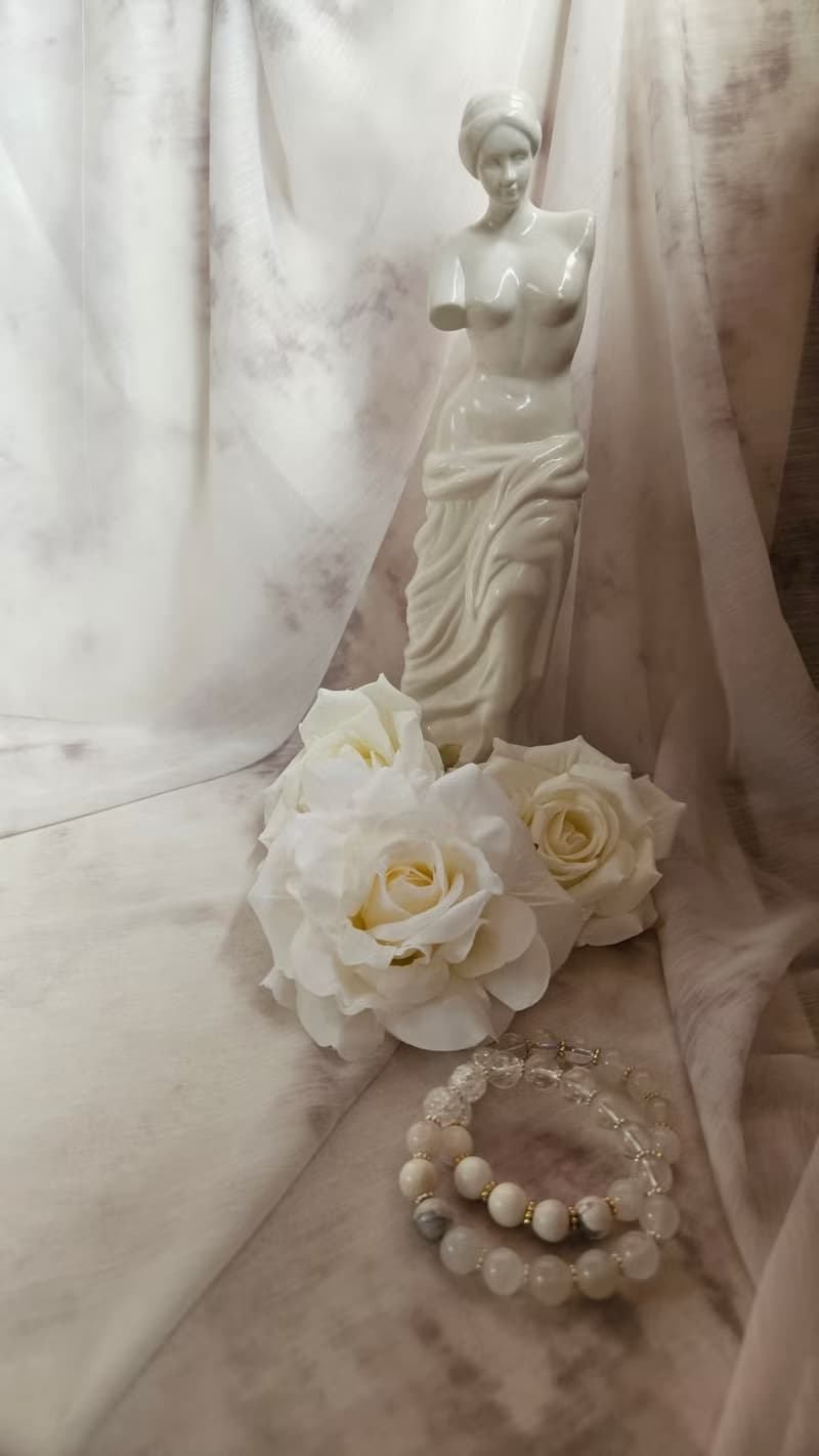 (天然石水晶手鍊)(藍月光石x白月光石x雪花幽靈白水晶xx喜馬拉雅