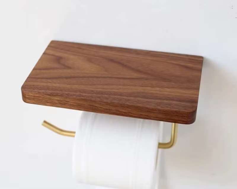 實木黃銅紙巾架 卷紙架  衛生間浴室裝飾