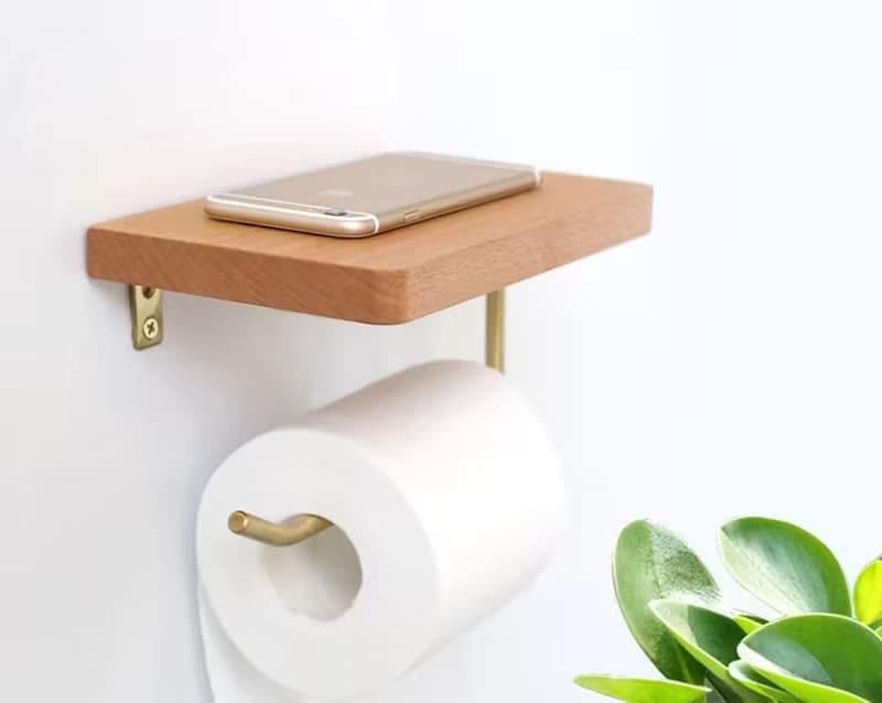 實木黃銅紙巾架 卷紙架  衛生間浴室裝飾