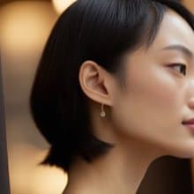 倫敦藍托帕石耳釘 18K金 (Au750) 日本製造 耳夾耳環