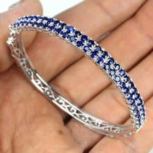 3 mm. Natural blue sapphire bracelet silver sterling 6.5 inch
