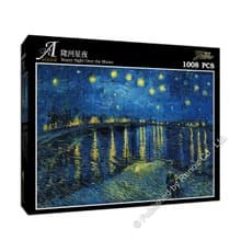 雷諾瓦拼圖文化坊/隆河星夜/1008片拼圖/梵谷/夜光