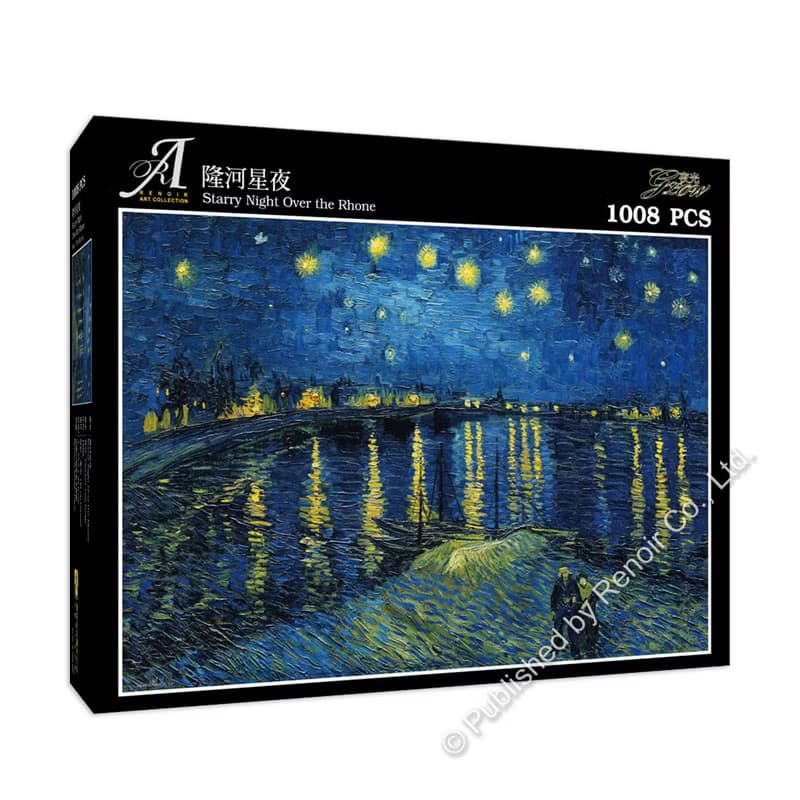 雷諾瓦拼圖文化坊/隆河星夜/1008片拼圖/梵谷/夜光