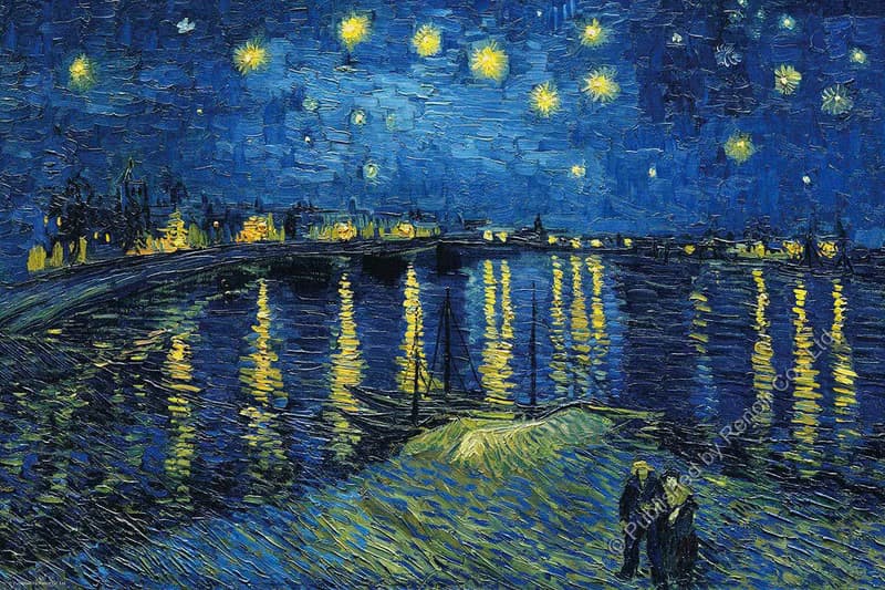 雷諾瓦拼圖文化坊/隆河星夜/1008片拼圖/梵谷/夜光