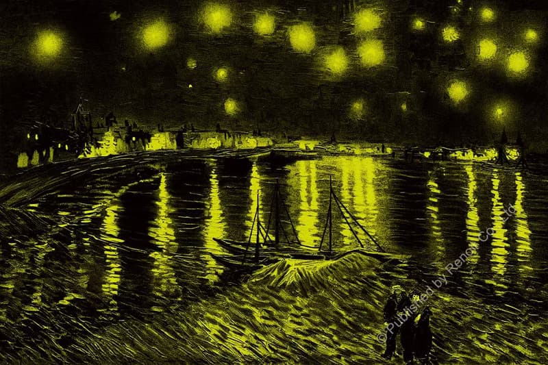 雷諾瓦拼圖文化坊/隆河星夜/1008片拼圖/梵谷/夜光