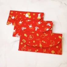 兔年 卯年 燙金手工長型布紅包袋 存摺袋