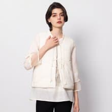 【MEDUSA】小珍珠流蘇盤釦鋪棉背心棉襖(M-XL) | 女鋪棉背心