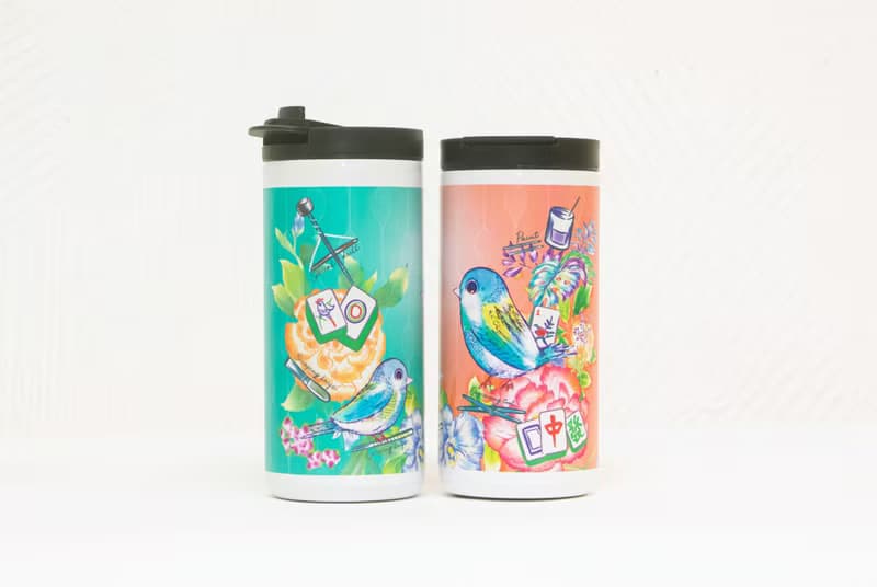 麻雀獻藝 咖啡保溫杯x插畫 | 粉紅色/綠色