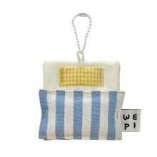 Blue x Yellow bedding key ring(8X8cm) /handmade mini doll present miniature