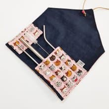 【小花貓-粉】環保餐具袋 餐具套 餐具包 聖誕交換禮物 情人節