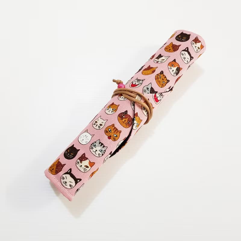 【小花貓-粉】環保餐具袋 餐具套 餐具包 聖誕交換禮物 情人節