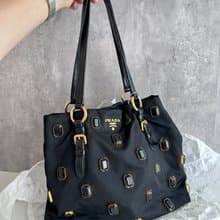 中古包 PRADA 普拉達 黑寶石托特包