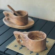 露營野餐 山系橄欖木製露營杯 – 雙孔款