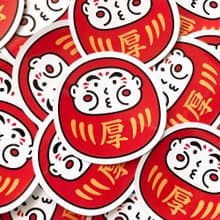 cheeky cheeky 日本吉祥物 厚達摩 達磨  PVC防水貼紙  行李箱