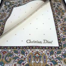 Christian Dior Vintage Handkerchief Pocket Paisley Beige 19 x 19 inches.