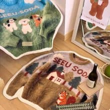 SEEUSODA原創趣味可愛卡通毛衣地毯臥室床邊毯掛毯節日禮物