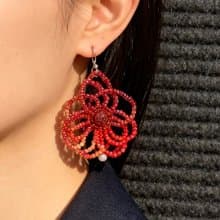 Crystal.EAA 設計款琉璃耳飾 朱華纏蕊耳環