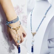 玉化藍晶石 青金石 藍月光 白玉瓍 海藍寶 4圈手鍊項鍊2用 禮物