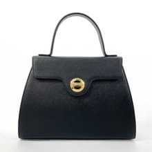 【日本直送 中古美品】ジバンシー Givenchy ハンドバッグ ロゴ ターンロック レザー ブラック ゴールド金具 ヴィンテージ レディース