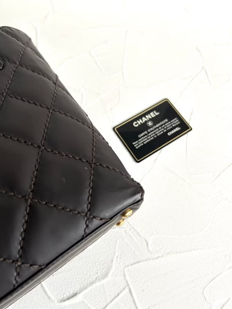 絕版古董包 Chanel Vivian深咖啡色托特包 側背包 單肩包 中古