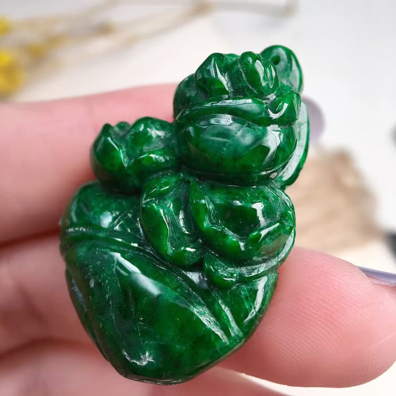 老花青翡翠蓮花 | 天然緬甸A貨翡翠 | 送禮