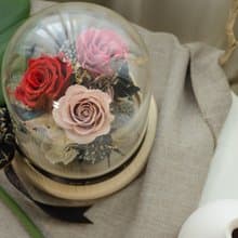 玻璃盅罩禮品組合 花束/鑰匙圈