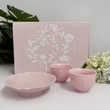 中式茶具禮盒丨粉色茶具 步步生蓮茶杯點心盤禮盒 家居實用