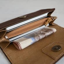 黑巧克力色/咖啡色 帆布包 可水洗紙 零錢包 卡片夾 超輕手感40g