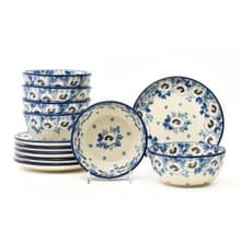 波蘭手工陶碗盤12件組