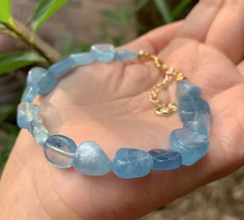 Aquamarine Bracelet, Natural Aquamarine Bracelet, Handmade Bracelet