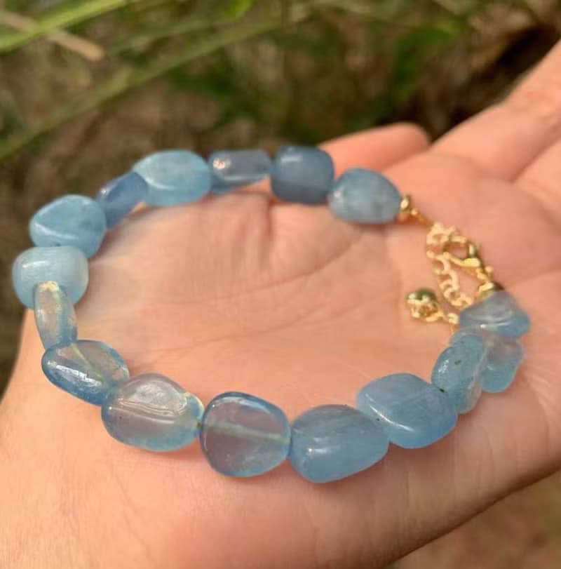 Aquamarine Bracelet, Natural Aquamarine Bracelet, Handmade Bracelet