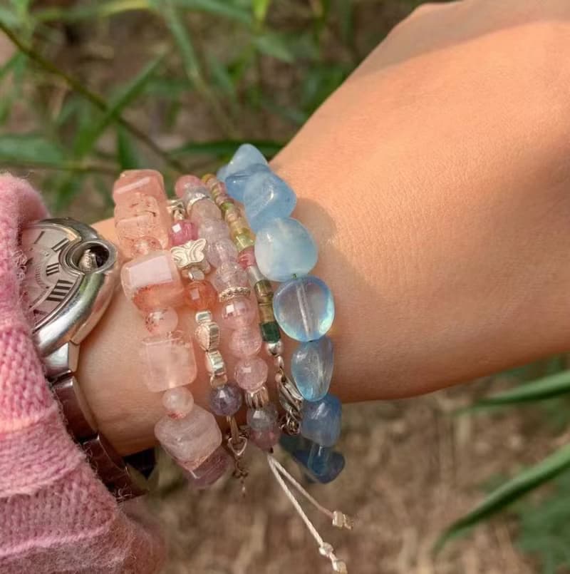 Aquamarine Bracelet, Natural Aquamarine Bracelet, Handmade Bracelet