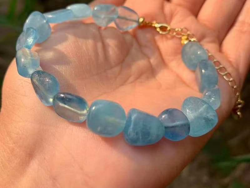 Aquamarine Bracelet, Natural Aquamarine Bracelet, Handmade Bracelet