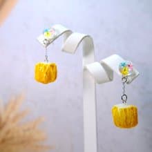 手工押花燒賣造型耳環