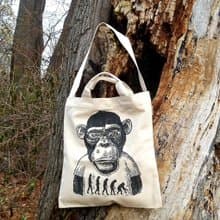 原色手挽側孭兩用帆布袋 猿人