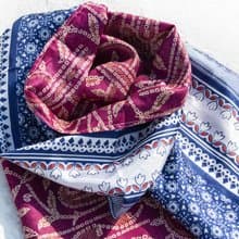 花朵藤蔓絲綢絲巾/滑面絲綢絲巾/法式浪漫絲綢圍巾/雙面圍巾-英國