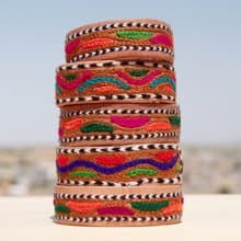 手工刺繡駱駝皮手繩/皮革手繩/皮革手環/真皮手環/刺繡手環-刺繡