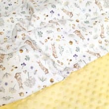 免費繡名字。香草野兔。安撫被 推車蓋毯 豆絨毯 滿月禮