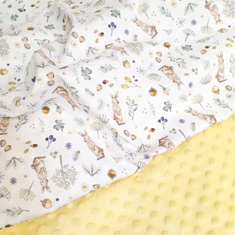 免費繡名字。香草野兔。安撫被 推車蓋毯 豆絨毯 滿月禮