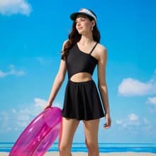MIT 連身裙泳裝 單肩設計款