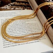 vintage jewelry 金色簡約編織多層次  頸鍊 項鍊