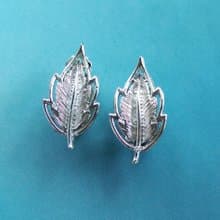 Vintage Jewelry 西洋古董飾品 銀色調 細緻 小葉 夾式耳環