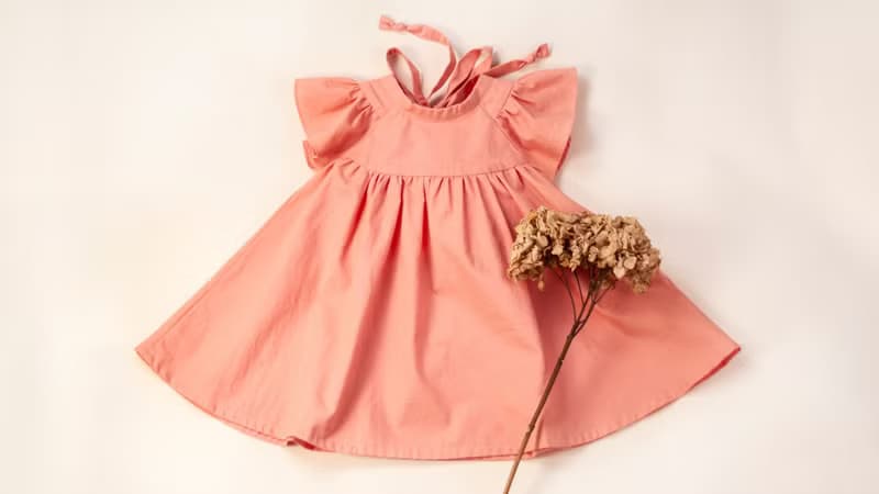 Handmade by Mina 【設計款】素色賽凡娜洋裝 贈禮盒 彌月禮