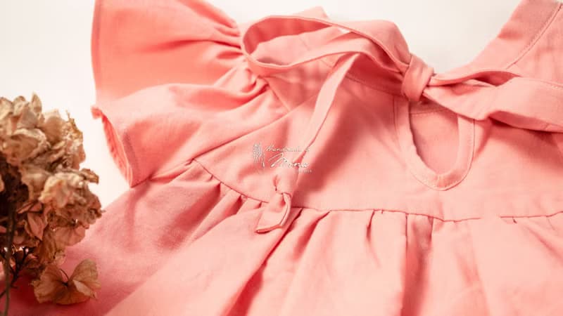 Handmade by Mina 【設計款】素色賽凡娜洋裝 贈禮盒 彌月禮