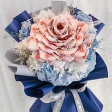 藍色花束/鈔票花束/有錢花/紙鈔花束/錢花花束/生日花束/男友花束
