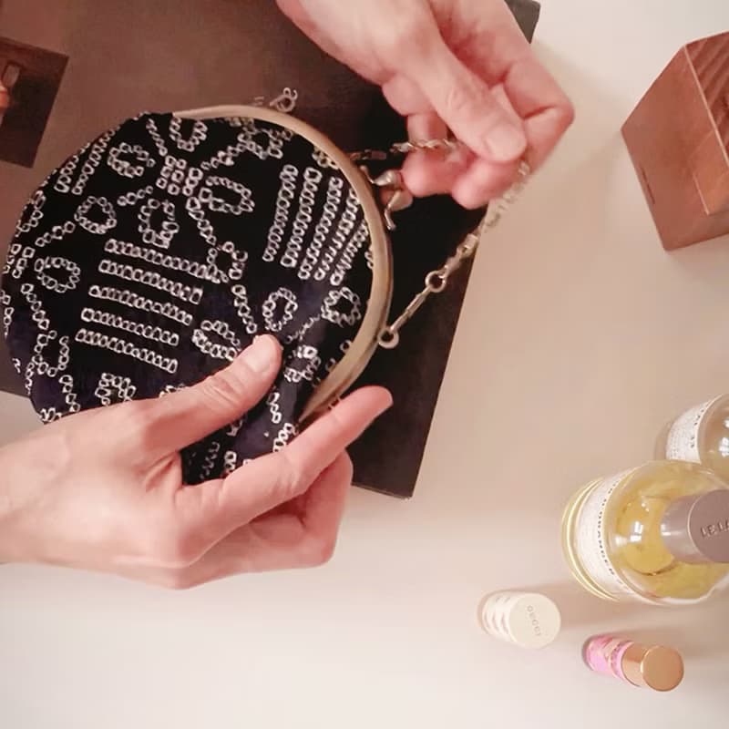 墨星/隨圓包R 京都職人【高級和服紬】出國旅行隨身房卡補妝用品