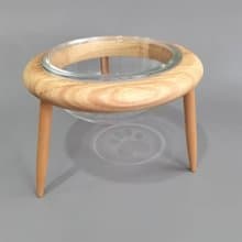 Me And My Pet|訂製寵物貓咪小狗實木架大口徑飛碟碗|雕刻