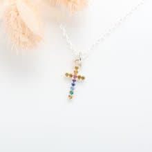 【Angel & Me】彩虹 鑽石 十字架 s925純銀項鍊 基督 聖誕節禮物