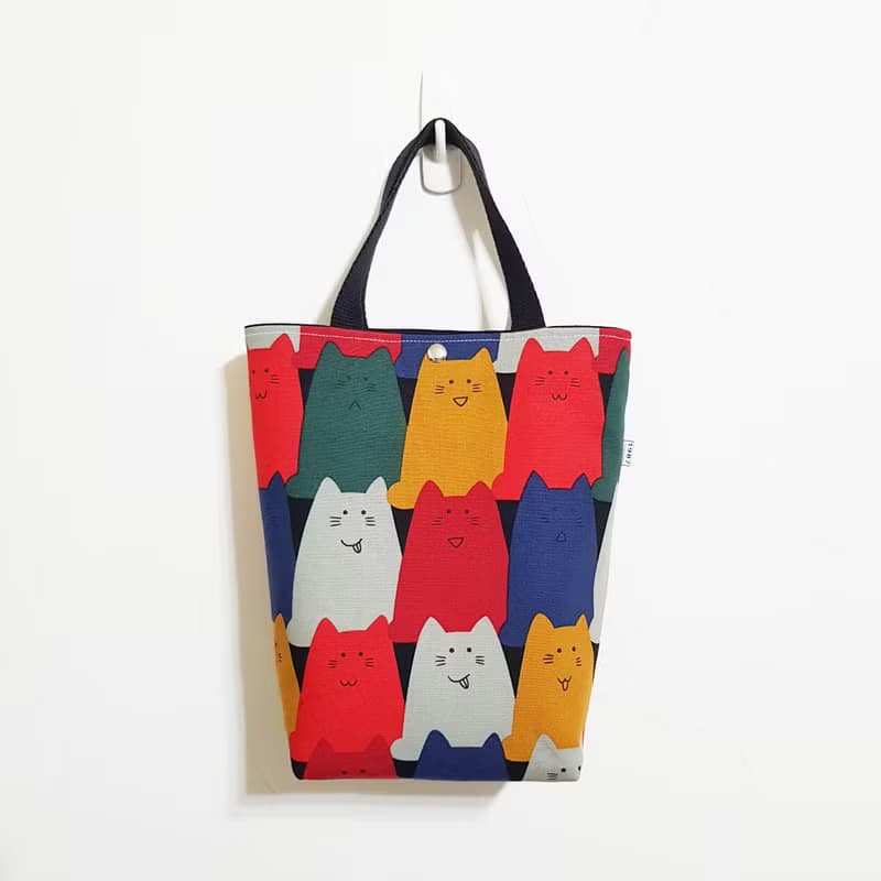 【微笑貓咪】出門隨手袋!! 雙杯沒問題!! 托特包 手提袋