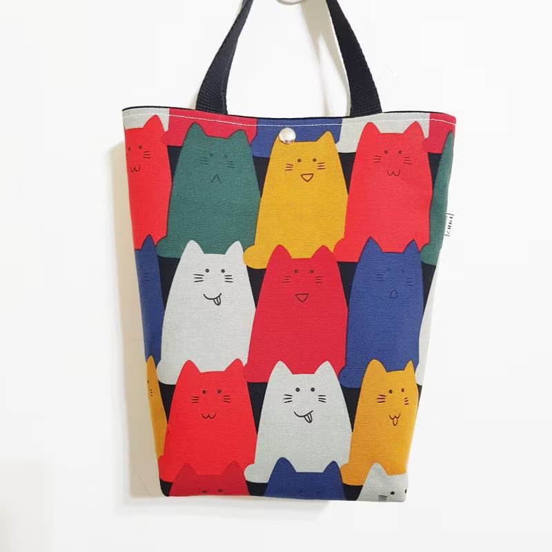 【微笑貓咪】出門隨手袋!! 雙杯沒問題!! 托特包 手提袋